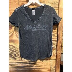 Harley Davidson Shirt Women's Medium 115 Years Black Weathered Official Grenoble